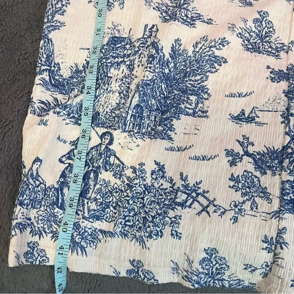 Cider Blue Toile Print Wide Leg Pants Cottagecore Size XL - Picture 6 of 9